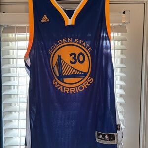 adidas Golden State Warriors Royal Blue and Yellow #30 Jersey